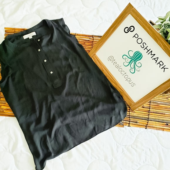 LOFT Tops - LOFT ANN TAYLOR | BLACK BLOUSE RUFFLE | MEDIUM